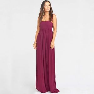 Show Me Your MuMu June Maxi Dress in Merlot Chiffon Burgundy Red Size XS